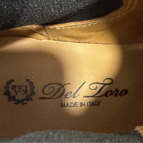 DEL TORO Blue Velvet Boots Leather Soles. Hand Made In Italy Sz 5 Fits Sz 6 - Picture 5 of 12